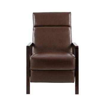 Fernhill Mid Century Modern Faux Leather Upholstered Pushback Recliner Dark Brown/Dark Espresso - Christopher Knight Home