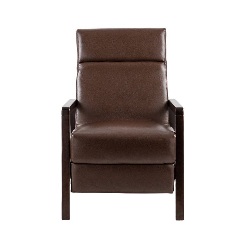 Fernhill Mid Century Modern Faux Leather Upholstered Pushback Recliner Dark Brown/Dark Espresso - Christopher Knight Home, 1 of 11