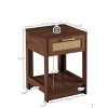 FONTOI Rattan End Table with Drawer, Side Table for Living Room Bedroom Small Space, Walnut Brown, 15.75"*21.65"*15.75" - 3 of 4