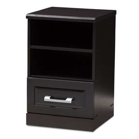 Odelia Modern And Contemporary Finished 1 Drawer Nightstand Dark Brown Baxton Studio Target