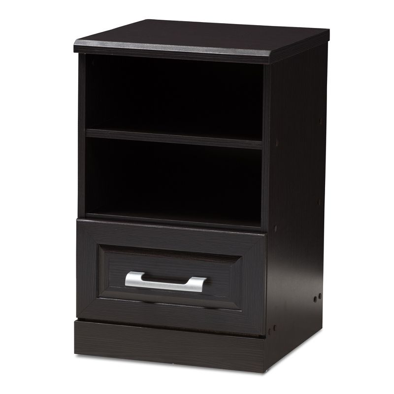 Odelia Modern and Contemporary Finished 1 Drawer Nightstand Dark Brown - Baxton Studio, 1 of 11