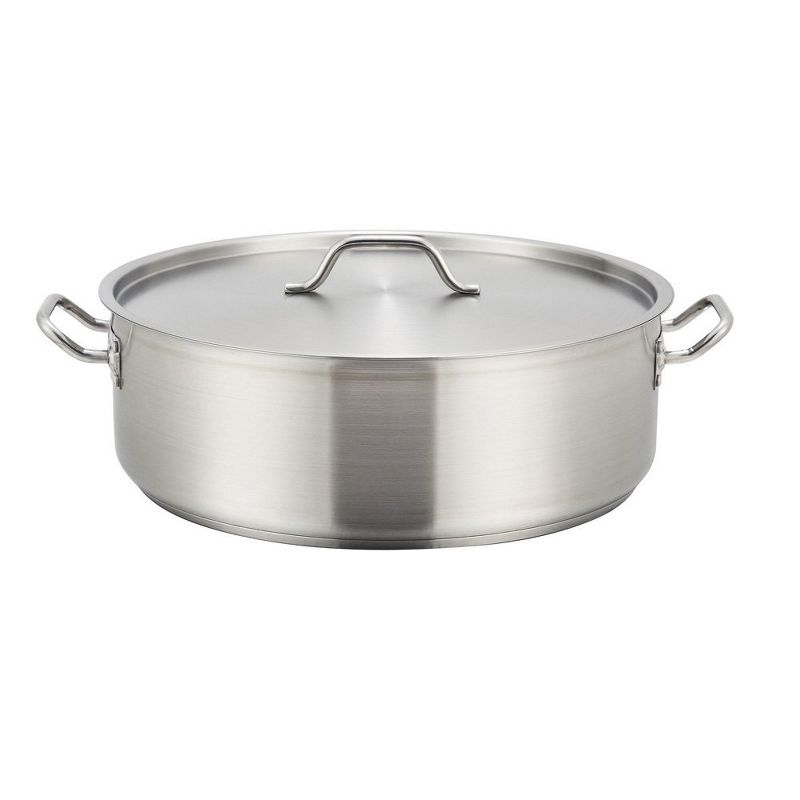 Winco SSLB-25, 25-Quart Stainless Steel Brazier Pan With Lid, Cooking Pan with Cover, 2 of 4