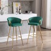 VYNXARIA 30 Inch Set of 2 Bar Stools,with Chrome Footrest and Base Velvet + Golden Leg Simple Bar Stool,Green - 2 of 4