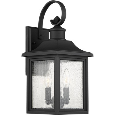 John Timberland Outdoor Wall Light Fixture Black Steel 17 3/4" Clear Seedy Glass Lantern for Exterior House Porch Patio Deck