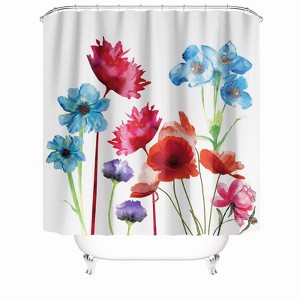 Watercolor Flowers Shower Curtains for Bathroom Waterproof Fabric Bath Curtain Durable Soft Stylish Bathroom Decor 72x72 Inch - 1 of 1