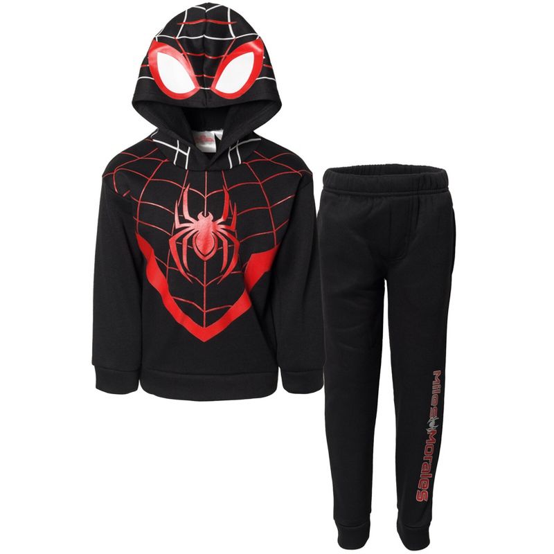 Marvel Avengers Spider-Man Miles Morales Baby Fleece Pullover Hoodie and Jogger Pants Outfit Set Toddler to Big Kid, 1 of 8