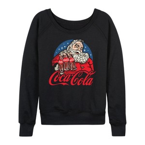 Women's - Coca-Cola - Santa Coke Bottles Lightweight French Terry Wide Neck Long Sleeve Graphic Shirt - 1 of 4