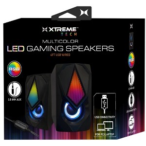 Xtreme Multicolor LED Gaming Speakers, Quality Sound/Unique Color Flow Cycle, Adjustable Volume Control - 1 of 4