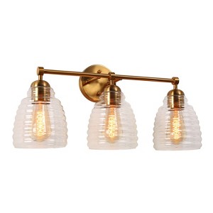 LNC Hydretro  Polished Gold and Textured Glass Modern/Contemporary Vanity Lights,1 Light/ 2 Light/3 Light - 1 of 4