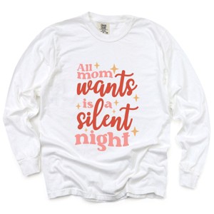 Simply Sage Market Mom Wants A Silent Night Garment Dyed Long Sleeve - 1 of 4