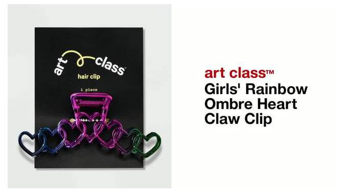 Girls&#39; Rainbow Ombre Heart Claw Clip - art class&#8482;, 2 of 5, play video
