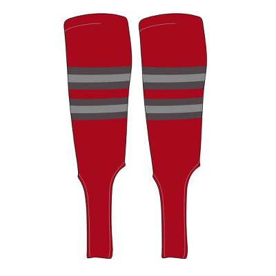 MK Socks Traditional Baseball Stirrups Pattern F-7 Red, Graphite, Silver (M)