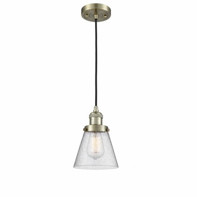 Cone - 1 Light Cord Hung Mini Pendant In Industrial Style-8 Inches Tall and 6 Inches Wide