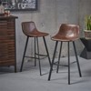 RISOKEYS 30" Faux Leather Bar Stools Set of 2 - Modern Upholstered Bar Stools with Matte Steel Frame, Brown Faux Leather for Comfortable Seating - 2 of 4