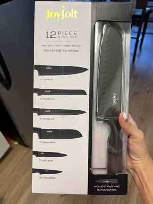 JoyJolt 12pc Kitchen Knives Set (Black). Chefs Knife Set with Sheath  Covers. Chef, Butcher, Bread, Slicing, Santoku, Utility and Paring Home And