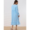 cheibear Women's Victorian Long Sleeve Ruffle Night Gown Sleepwear with Pockets - 3 of 4