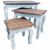 vidaXL Nesting Table Brown, White Solid Mahogany Wood Small, Medium, Large - 3 of 4