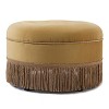 Christopher Knight Home Jonathan 24" Button-Tufted Round Velvet Upholstered Ottoman with Tassel Rope, Yellow - 2 of 4