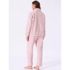 INSPIRE CHIC Women's Fleece Fluffy Plush Winter Button Down Tops with Pants Warm Pajama Sets - 4 of 4