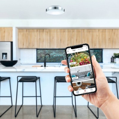 Sleek Brushed Nickel 11" Smart LED Flush Mount with Voice Control