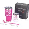 Meant2tobe 12 oz 50th Birthday Gifts for Women Tumblers, White and Pink - 3 of 4