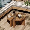 JIONJOY Rustic Round Coffee Table Set – Farmhouse Style 2-Piece Semi-Circle Wood Table, Natural Finish for Living Room, Lounge, or Family Space - 4 of 4
