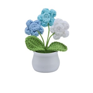 Unique Bargains Artificial Plants Hand-Knit Puff Flower Pot DIY Kit Yarn 1.97"x1.97"x5.51" 1 Pcs - 1 of 4