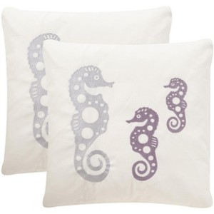 Tropical Oreas (Set of 2) - Cream/Purple - 20"X20" - Safavieh - 1 of 2