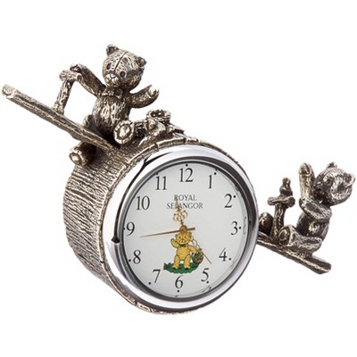 Royal Selangor Hand Finished Teddy Bear's Picnic Collection Pewter Playtime Table Clock Gift