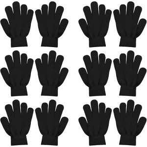 Zuppad 6 Pairs Winter Gloves for Women Men's Warm Knit Gloves for Clod Weather Black Magic Glove for Driving Running Hiking - 1 of 4
