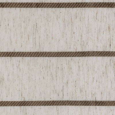 Mocha Linen Blend Twill Stripe Sheer Curtain Panel