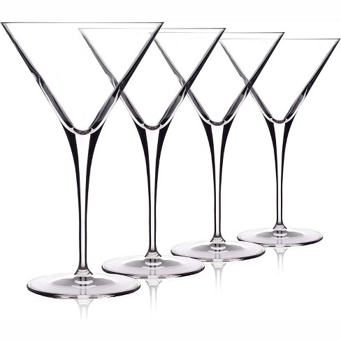 Viski Double Walled Cocktail Glasses - Insulated Martini Glasses with Cut Crystal Design - Dishwasher Safe Borosilicate Glass 8.5oz Set of 2