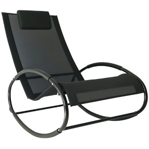 Aghana Digitals Gray Outdoor Rocking Recliner with Weather-Resistant Fabric, Detachable Pillow & - 1 of 4