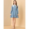 Allegra K Women's Vintage Ruffle Hem A-Line Crochet Puritan Collar Dress - 3 of 4
