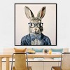 Gallery Wrapped Canvas Wall Art Dapper Bunny in Tailored Cobalt Blue Suit,Animal Portrait Framed Print for Lounge/Office Decor picture painting - 4 of 4