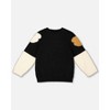 Deux par Deux Girl Knitted Sweater Black with Bear Intarsia - 3 of 4
