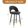 Set of 2,360 ° rotatable bar chair.Modern PU comfortable upholstered bar chair with smooth and beautiful black metal legs - Leovsnove - 3 of 4