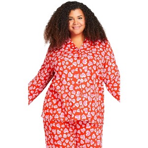 Avenue Women's Plus Size Button Heart Sleep Top - 1 of 4