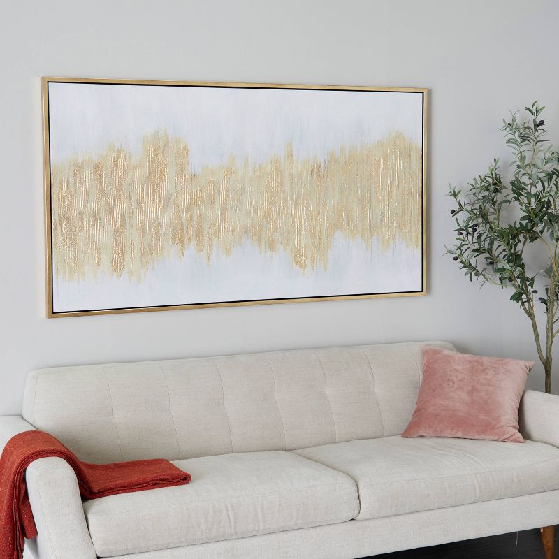 Contemporary Canvas Abstract Framed Wood Wall Art with Gold Frame Gold - CosmoLiving by Cosmopolitan, 1 of 6