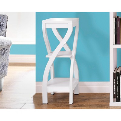 White Three-Tier Curved Leg Accent Table
