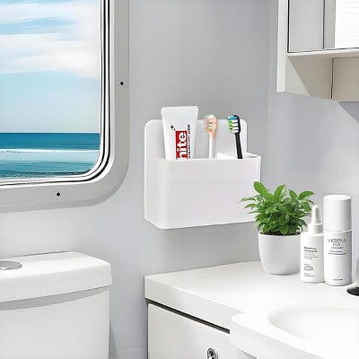 Akoasm Magnetic Bathroom Travel Toothbrush Holder-White