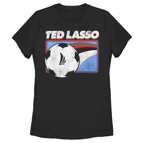 Women's Ted Lasso Long Shot Soccer Ball Logo T-Shirt - Black - Medium