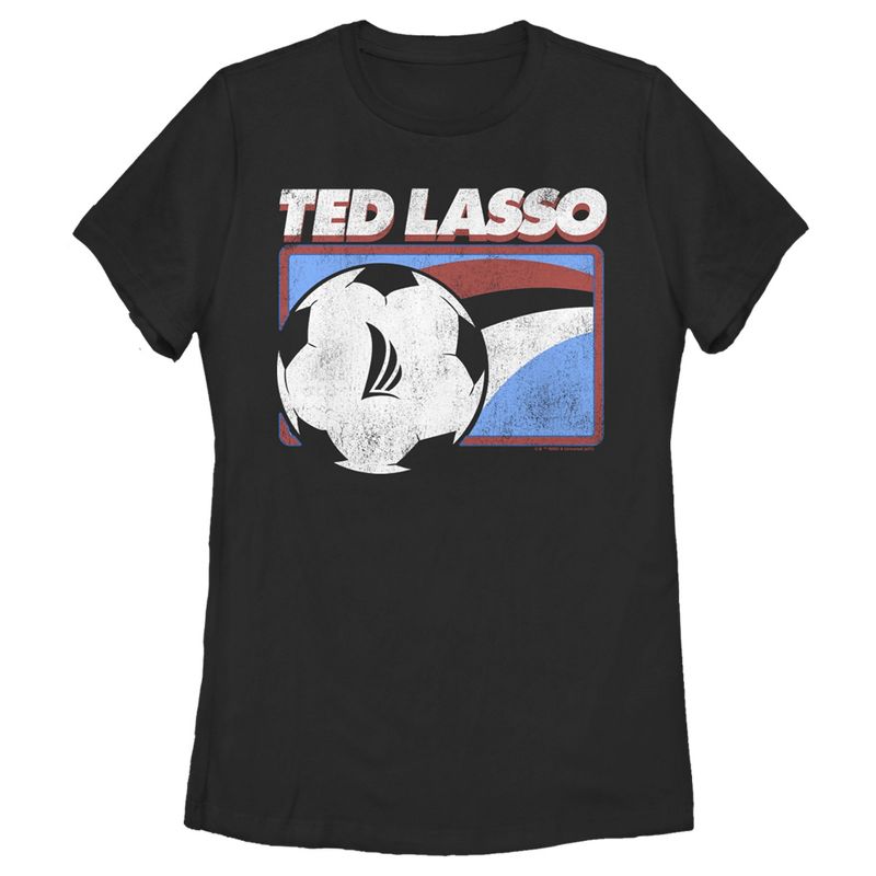 Women's Ted Lasso Long Shot Soccer Ball Logo T-Shirt, 1 of 5