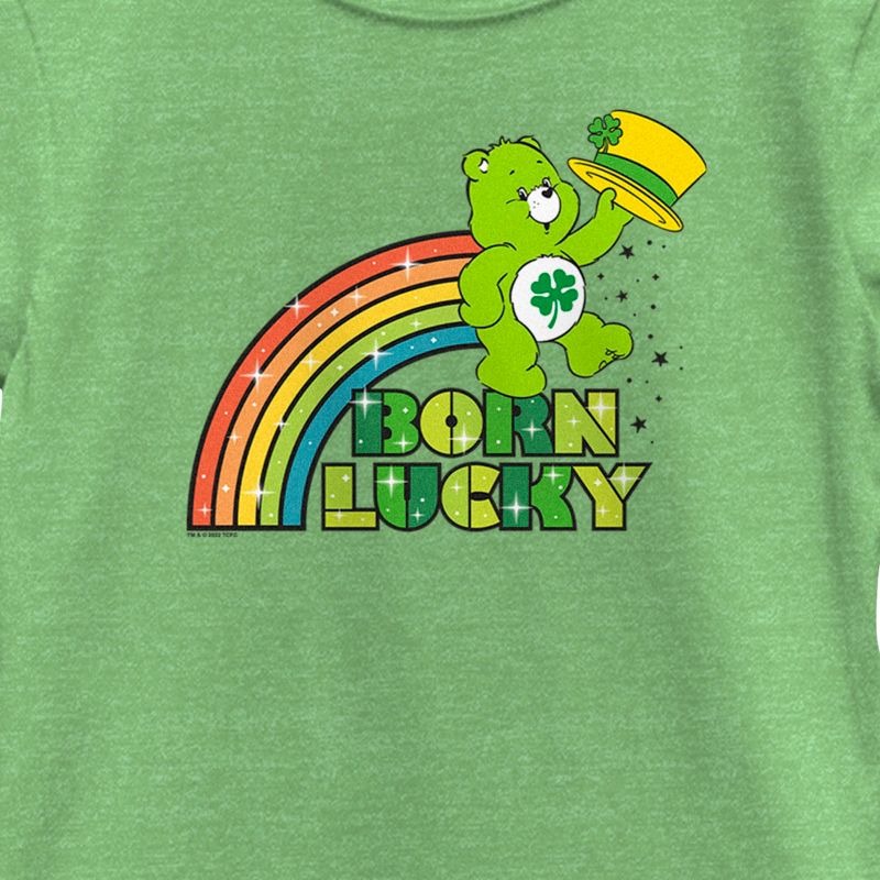 Girl's Care Bears St. Patrick's Day Good Luck Bear Born Lucky Rainbow T-Shirt, 2 of 5