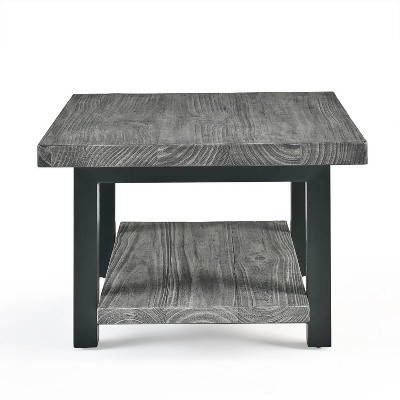 31" Slate Gray Pine Wood and Metal Square Coffee Table