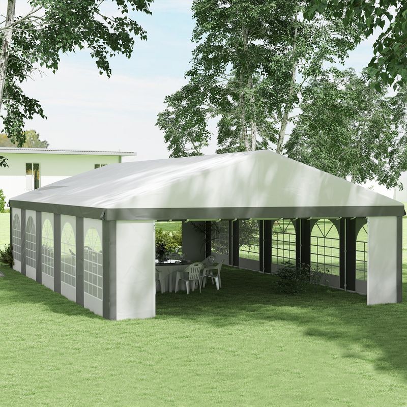 Outsunny 20' x 33' Heavy Duty Wedding Tent & Carport, Portable Garage with Removable Sidewalls, Large Outdoor Canopy with Windows for Events, Gray, 3 of 7