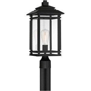 John Timberland Mission Outdoor Post Light Fixture Matte Black Metal 19 1/2" Clear Glass for Exterior House Porch Patio Deck Home - 1 of 4