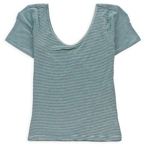 Aeropostale Womens Slim Stripe Crop Graphic T-Shirt, Green, Medium - 1 of 1