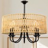 DORESshop 5-Light Modern Farmhouse Brown Round Rattan Pendant Rattan Drum Chandelier with Woven Rattan Shade for Dining Room - 2 of 4