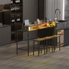 KWPZQEB 59" Industrial Bar Table Set, 2-Tier Bar Height Table w/ 3 Upholstered Stools, Power Outlet, Kitchen Island for Dining Room, Bistro - 2 of 4